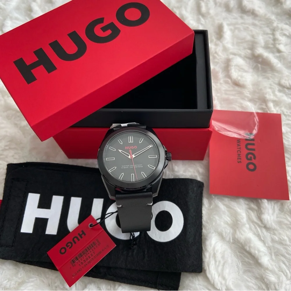 NIB HUGO BOSS 1530227 ADVENTURE BLACK DIAL QUARTZ MEN'S WATCH